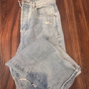 PacSun Blue Straight Leg Distressed Jeans